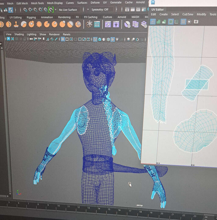 Character UV Mapping Progress in MAYA